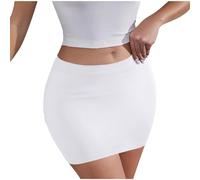NSICBMNO Mini jupe crayon moulante Y2K taille haute décontractée d'été amincissante jupe courte sexy pour bureau, travail, plage, boîte de nuit, Blanc 01, XL