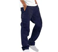 NSICBMNO Pantalon cargo pour homme - Taille élastique - Cordon de serrage - Pantalon cargo extensible - Plusieurs poches - Pantalon de travail pour le travail, la construction, la randonnée, le