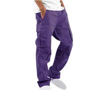 NSICBMNO Pantalon cargo pour homme - Taille élastique - Cordon de serrage - Pantalon cargo extensible - Plusieurs poches - Pantalon de travail pour le travail, la construction, la randonnée, le