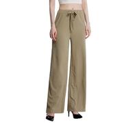 NSICBMNO Pantalon palazzo à jambe large pour femme - Pantalon côtelé à taille élastique - Pantalon de travail intelligent et décontracté avec cordon de serrage - Legging évasé - Pantalon de détente