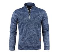 NSICBMNO Pull de golf pour homme avec fermeture éclair 1/4 - Pull d'hiver à manches longues en polaire - Style décontracté - Vêtement de sport - Col roulé - Fermeture éclair quart - Chemise de sport