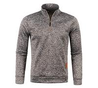 NSICBMNO Pull de golf pour homme avec fermeture éclair 1/4 - Pull d'hiver à manches longues en polaire - Style décontracté - Vêtement de sport - Col roulé - Fermeture éclair quart - Chemise de sport