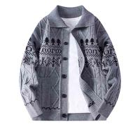 NSICBMNO Pull de Noël moche pour homme, cardigan de Noël boutonné, cardigan à manches longues vintage, veste de Noël ouverte sur le devant avec poches, b gris, 3XL