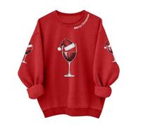 NSICBMNO Pull de Noël pour femme - Drôle, surdimensionné, chien, chat, renne sapin de Noël, chandail Père Noël Cruz, pull à manches longues et col rond, pull de Noël fantaisie, F rouge., L
