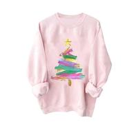 NSICBMNO Pull de Noël pour femme - Pull de Noël moche surdimensionné - Verre à vin - Bonhomme de neige - Manches longues - Col rond - Pull fantaisie de Noël, X Rose, XXL
