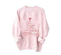 NSICBMNO Pull de Noël pour femme - Pull de Noël moche surdimensionné - Verre à vin - Bonhomme de neige - Manches longues - Col rond - Pull fantaisie de Noël, Y rose., XXL