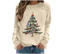 NSICBMNO Pull de Noël pour femme - Pull de Noël moche - Sweat surdimensionné à manches longues et col rond - Pull moche - Tunique d'hiver pour femme, kaki., XL