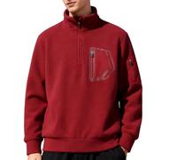 NSICBMNO Pull en polaire à fermeture éclair 1/4 pour homme avec poches zippées - Chemises à manches longues et col en V - Sweat thermique surdimensionné - Grande taille, Bordeaux A, 3XL