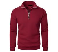 NSICBMNO Pull thermique à manches longues pour homme avec col en V et fermeture éclair 1/4 - Polo d'hiver chaud pour entraînement, gym, vêtements de sport, Bordeaux A, XL