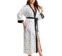 NSICBMNO Robe de chambre en soie pour femme, kimono grande taille, robes de chambre longues, peignoirs légers en satin floral, vêtements de nuit sexy, peignoirs de bain pleine longueur, peignoir de