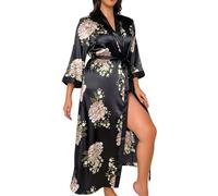 NSICBMNO Robe de chambre en soie pour femmes UK grande taille kimono robes robes de chambre longues peignoirs légers peignoirs en satin floral robes sexy vêtements de nuit peignoirs de bain pleine