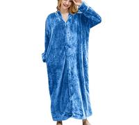 NSICBMNO Robes de Chambre Longues pour Femmes UK avec Fermeture Éclair, Peignoirs de Bain Flanelle à Capuche, Chemises de Nuit en Tissu Éponge Flanelle, Robes de Chambre Surdimensionnées en Tissu