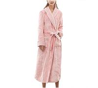 NSICBMNO Robes de chambre longues pour femmes UK - Robes d'intérieur moelleuses - Peignoirs de bain en polaire - Pyjamas d'hiver - Robe de chambre de luxe en velours pour dames - Cardigans épais