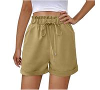 NSICBMNO Short en lin pour femme avec taille élastique et cordon de serrage avec poches, jambe droite, short d'entraînement et de cyclisme, coupe ample, leggings courts pour les vacances et la plage
