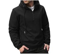 NSICBMNO Sweat à capuche surdimensionné pour homme avec poches et doublure en polaire - Pull d'hiver chaud pour le travail - Pour la gym, le sport, a noir, L