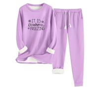 NSICBMNO Tenue 2 pièces pour femme - Ensemble de vêtements de détente Yes Im Still Cold - Sweatshirt doublé en polaire - Ensemble de jogging d'hiver - Ensembles d'hiver à manches longues - Haut