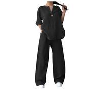 NSICBMNO Tenue deux pièces pour femme - Grande taille - En coton et lin - Tunique - Pantalon large avec poches - Ensemble de survêtement pour femme - Tenue de yoga décontractée pour la plage, 01 -