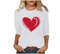 NSICBMNO Tunique pour femme à manches 3/4 - T-shirt de Saint-Valentin - Haut à col rond - T-shirt ample - Coupe ample - Chemisier décontracté pour l'été, la plage, le salon - Streetwear Y2K, G blanc