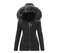 NSICBMNO Veste d'hiver pour femme - Doudoune longue avec capuche en fourrure amovible - Manteau matelassé d'extérieur - Veste d'extérieur à capuche zippée - Cardigan à manches longues - Parka, 01