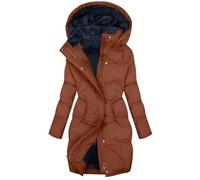 NSICBMNO Veste d'hiver pour femme Grande taille avec capuche Manteaux longs matelassés doublés en polaire Manteau en duvet Manteau chaud long Trench Manteaux décontractés Parker pour l'automne et