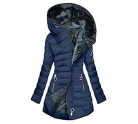 NSICBMNO Veste d'hiver pour femme - Grande taille - Veste matelassée longue - Doudoune doublée en polaire - Vestes à capuche en fourrure - Manteaux - Doudounes - Manteau long chaud - Trench-coats avec