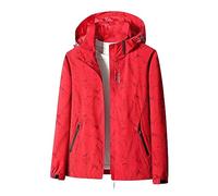 NSICBMNO Veste imperméable légère pour femme avec capuche amovible - Veste de sport à fermeture éclair - Veste coupe-vent thermique pour randonnée, camping - Grande taille, Rouge #01, 3XL