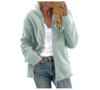 NSICBMNO Veste polaire grande taille à capuche zippée avec poches pour femme - Manteaux d'hiver en polaire à manches longues - Manteau moelleux ouvert sur le devant - Vestes de sport, Vert 01, XL