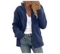 NSICBMNO Veste polaire grande taille à capuche zippée avec poches pour femme - Manteaux d'hiver en polaire à manches longues - Manteau moelleux ouvert sur le devant - Vestes de sport, Bleu 02, 5XL