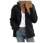 NSICBMNO Veste polaire grande taille à capuche zippée avec poches pour femme - Manteaux d'hiver en polaire à manches longues - Manteau moelleux ouvert sur le devant - Vestes de sport, 02 Noir, 5XL