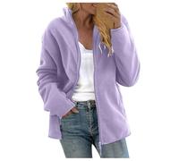 NSICBMNO Veste polaire grande taille à capuche zippée avec poches pour femme - Manteaux d'hiver en polaire à manches longues - Manteau moelleux ouvert sur le devant - Vestes de sport, Violet (01), L