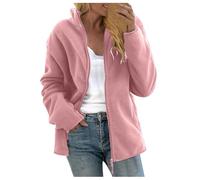 NSICBMNO Veste polaire grande taille à capuche zippée avec poches pour femme - Manteaux d'hiver en polaire à manches longues - Manteau moelleux ouvert sur le devant - Vestes de sport, 01 # rose., M