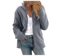 NSICBMNO Veste polaire grande taille à capuche zippée avec poches pour femme - Manteaux d'hiver en polaire à manches longues - Manteau moelleux ouvert sur le devant - Vestes de sport, Gris 02, 4XL