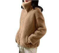 NSICBMNO Veste polaire grande taille pour femme - Manteau d'hiver surdimensionné - Cardigan moelleux à fermeture éclair avec poches - Veste polaire en peluche - Manteau chaud à manches longues - Veste