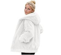 NSICBMNO Veste polaire pour femme avec capuche surdimensionnée - Veste polaire à fermeture éclair intégrale - Manteau moelleux - Vestes d'hiver chaudes à fermeture éclair - Veste à capuche en peluche