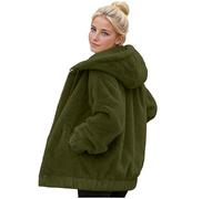 NSICBMNO Veste polaire pour femme avec capuche surdimensionnée - Veste polaire à fermeture éclair intégrale - Manteau moelleux - Vestes d'hiver chaudes à fermeture éclair - Veste à capuche en peluche