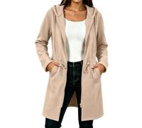 NSICBMNO Veste polaire pour femme - Long sweat à capuche avec cordon de serrage - Fermeture éclair - Manteau d'hiver pour femme - Sweats à fermeture éclair avec poches - Sweatshirts baggy pour