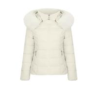 NSICBMNO Vestes d'hiver pour femmes - Doudoune courte avec capuche en fourrure - Veste matelassée à capuche - Manteau d'extérieur en duvet - Manteaux à bulles - Veste zippée - Vestes décontractées -