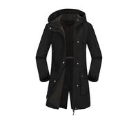 NSICBMNO Vestes imperméables pour femme avec doublure en polaire - Manteau de pluie long parka chaud coupe-vent thermique - Manteau d'hiver à capuche avec fermeture éclair intégrale - Trench long avec