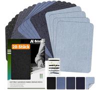 Nsickr - 20 patchs Jean à repasser à l'intérieur et à l'extérieur. Plusieurs nuances de bleu, kit de réparation de jeans. Kit de réparation pour vêtements. Adhésif puissant (cinq couleurs, 7,5 × 10,5