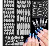 Nsiecd-144 Pcs Autocollants De Formes D'ongles Français, French Nail Form Stickers Silicone Autocollants De Manucure Française Pour Ongles Moule Formes Autocollants Accessoires Pour Nail Art