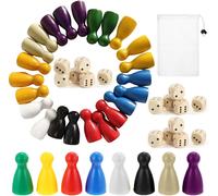 Nsiecd-160 Pièces Pions De Jeu Société, Jeu De Dames, Petits Chevaux, Cônes D'halma En 8 Couleurs(Rouge, Vert, Jaune, Bleu, Blanc, Noir, Beige, Violet) Bois Avec Pochette En Sac Rangement