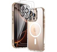NSIECD-Coque Magnétique pour iPhone 16 Pro Max avec 2 Verres Trempés et 2 Caméra Protecteur, Compatible avec MagSafe, Étui Aimantée Anti-Jaune Antichoc Anti-Rayures Dos PC et Bumper TPU, Transparente