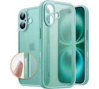 NSIECD-Coque Mat pour iPhone 16 6,1 Pouces avec Bouton de Contrôle de Caméra, Protection Antichoc de Qualité Militaire Contre Les Chutes, Étui Housse de Dos Translucide Givrée (Bleu Vert)