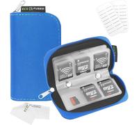 NSIECD-Étui de Transport pour Carte mémoire - Adapté pour Cartes SD et SDHC - 8 Pages et 22 logements - Chiffon de Nettoyage en Micro-Fibre ECO-FUSED