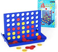 Nsiecd-Jeux De Société 4 En Ligne Pour Enfants De 3+ Ans, Jeu De Voyage Parfait, Idéal Pour Voiture & Avion. Jeu De Stratégie Éducatif Portable Pour 2 Joueurs, Design Pliable Avec 6 Jetons De Rechang