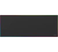 NSIECD-MMP224 Tapis de Souris de Jeu XXL 880 x 330 mm, Bords Arc-en-Ciel, Base antidérapante en Caoutchouc Naturel, Surface nanotextile de Haute précision, Tapis de Souris Flexible, Noir