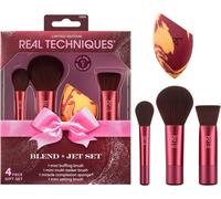 Nsiecd-Real Techniques Blend + Jet Set 4-Piece Set, Mini Makeup Brush Kit With Miracle Complexion Sponge, Travel-Ready Tools For Cream, Liquid, Powder, Flawless Application, Vegan & Cruelty-Free