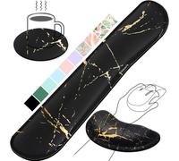 NSIECD-Repose Poignet Clavier, Reposes-Poignets Souris Ergonomique en Mousse à Mémoire, Support Tapis de Clavier Repose Gel Coude avec Base Antidérapant en PU pour Bureau Gamer, Marbre Noir Doré