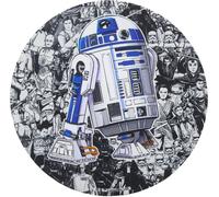 NSIECD-Star Wars Tapis de Souris Rond avec Design Exclusif R2D2 avec des Personnages Emblématiques, Tapis Souris en Fibre Extrafine, Lavable à la Main et Antidérapant, Disney Star Wars Cadeaux Fans