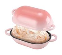 NSIRONS Moule à pain en fonte avec couvercle, 23 cm, en fonte émaillée, avec couvercle, 2,75 l, idéale pour le pain, le pain, le four, dégradé de couleur rose